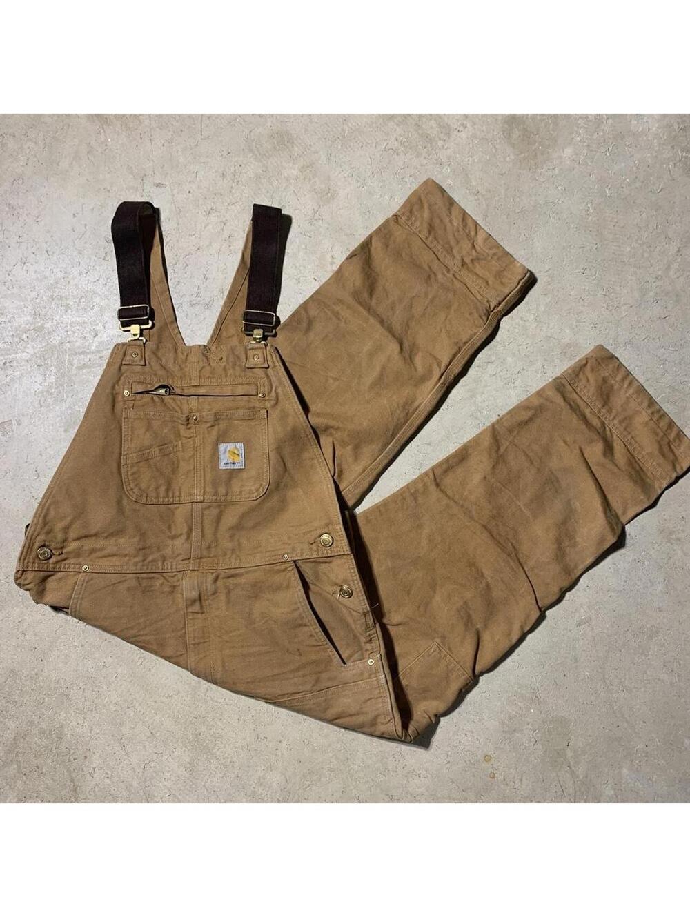 Vintage Y2K Carhartt R01-M Duck Double Knee Bib Overalls Mens 36x30 Brown